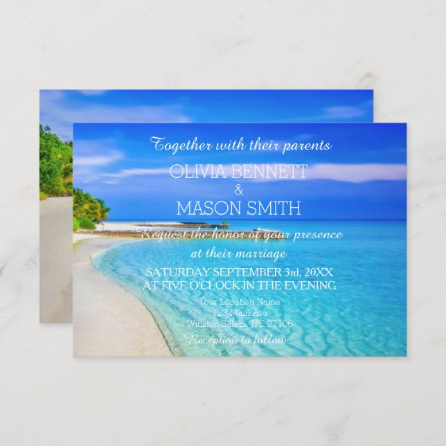 Carte Mariage de la plage de Destination Tropical  (Devant / Derrière)