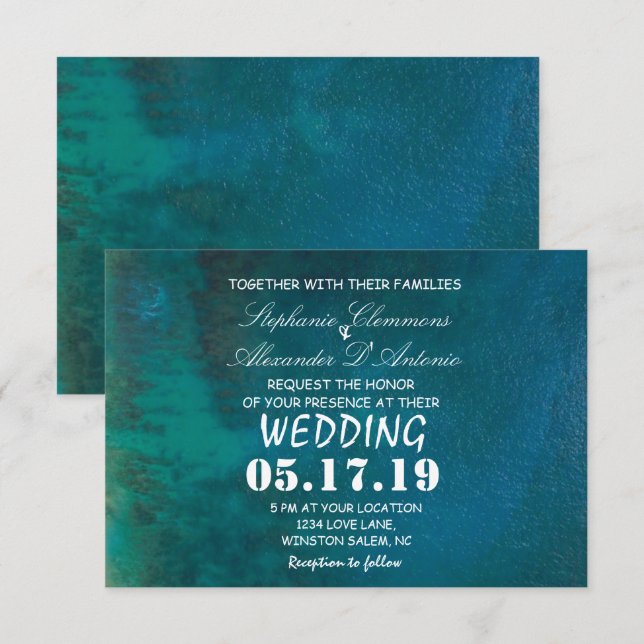 Carte Mariage de la plage de Destination Tropical  (Devant / Derrière)
