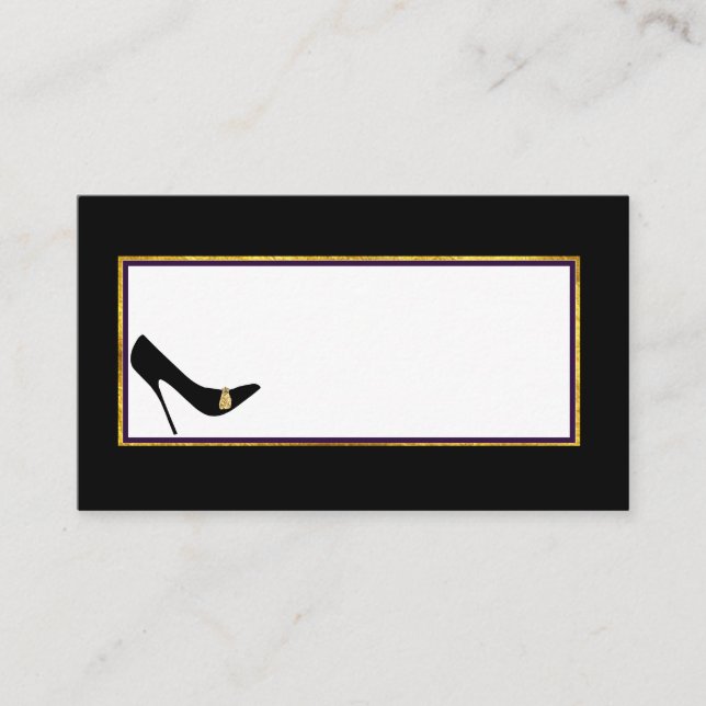 Carte Mariage de la Stiletto Noir et Or (Devant)