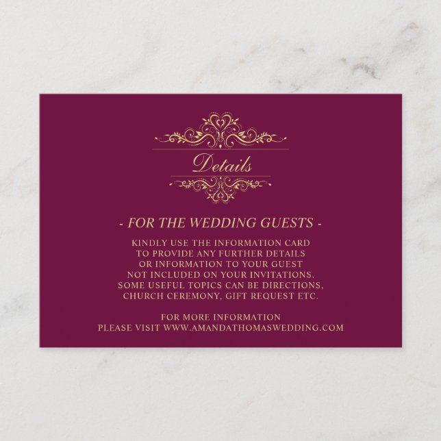 Carte Mariage de luxe de Bourgogne (Devant)