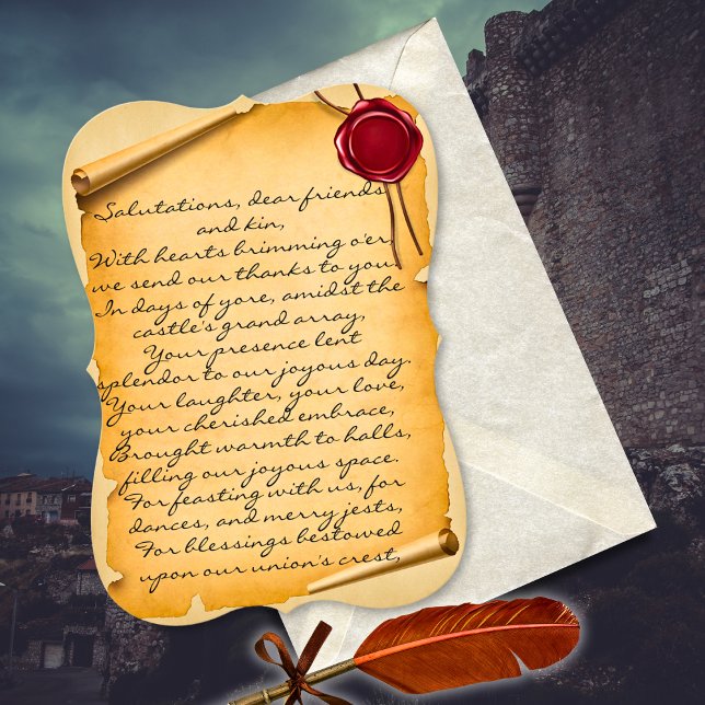 Carte Mariage de Merci de cire à rouleaux d'âge médiéval (Créateur téléchargé)