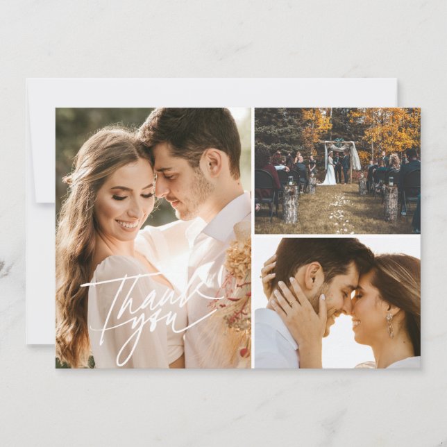 Carte Mariage de Merci de collection de trois photos Scr (Devant)