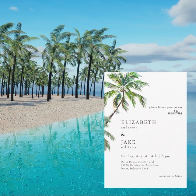 Carte Mariage de palmier à feuillage tropical (Créateur téléchargé)