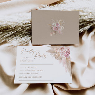 Carte Mariage de Pampas de Boho Tropical Blush Muted RSV