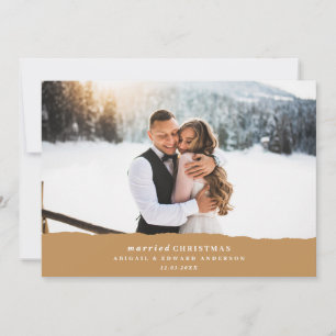 Carte mariage de papier déchiré de Noël marié