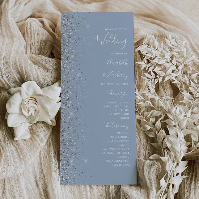 Carte Mariage de Parties scintillant moderne Dusty Blue  (Créateur téléchargé)