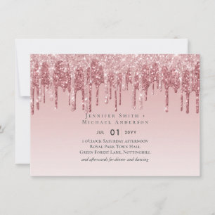 Carte MARIAGE de Parties scintillant rose or Rose