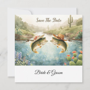 Carte Mariage de pêche au Texas Enregistrer la date Cowb
