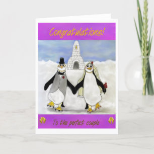 Carte Mariage de pingouins