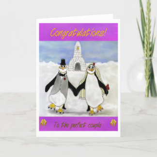 Carte Mariage de pingouins