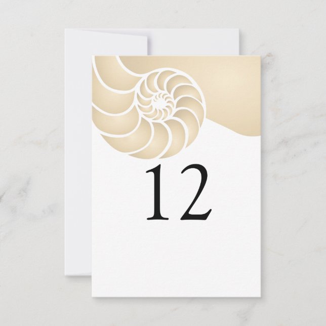 Carte Mariage de plage coquille de nautile beige (Devant)