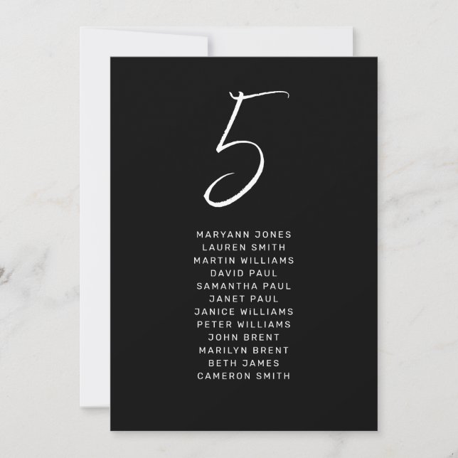 Carte Mariage de script moderne noir blanc main lettres (Devant)