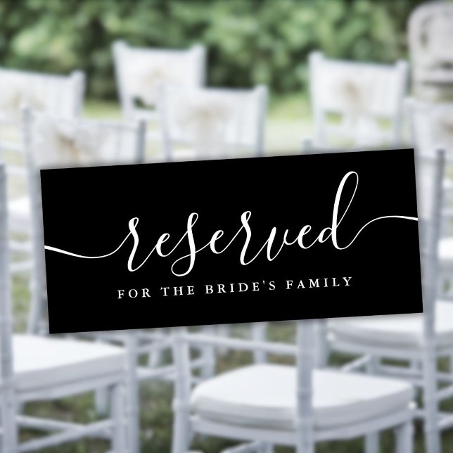 Carte Mariage de script noir et blanc Chaise réservée Si (Black And White Script Wedding Reserved Chair Sign)