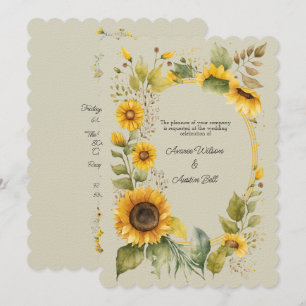 Carte Mariage de style champêtre tournesol