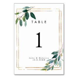 carte mariage de table faux or vert