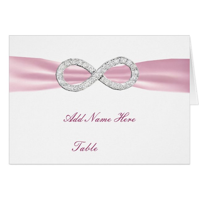 Carte Mariage de table Infinity Diamond rose (Devant Horizontal)