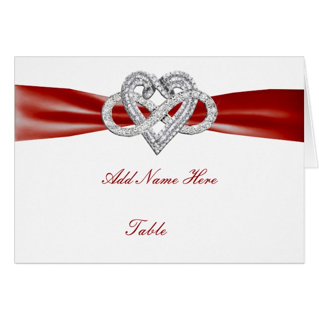 Carte Mariage de table Red Infinity Heart (Devant Horizontal)