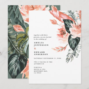 Carte Mariage de terracotta et feuillage tropical vert