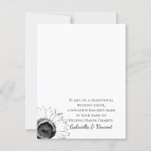 Carte Mariage de tournesol noir et blanc Charité Favoris