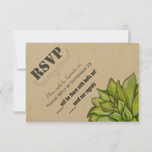 Carte Mariage de typographie moderne succulente rustique