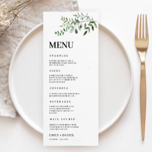 Carte Mariage de verdure Modèle de menu