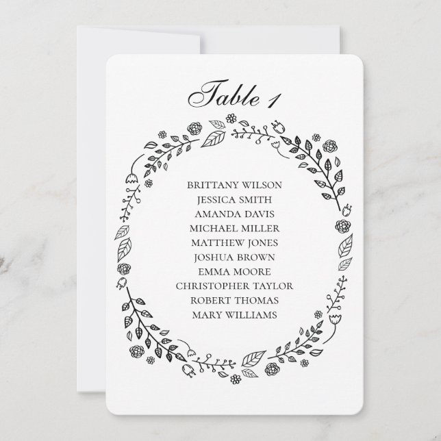 Carte mariage des fleurs en noir et blanc (Devant)