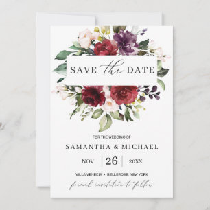 Carte Mariage d'eucalyptus rose roux de Bourgogne