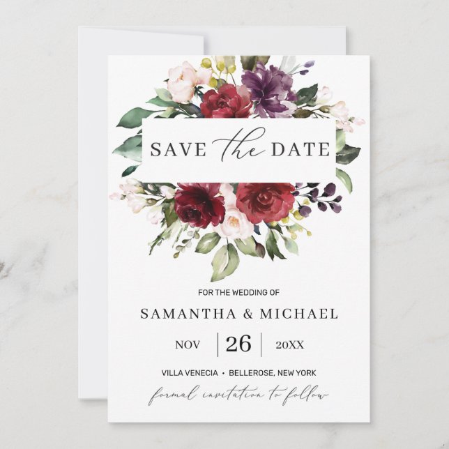 Carte Mariage d'eucalyptus rose roux de Bourgogne (Devant)
