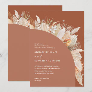 Carte Mariage d'herbe en terre cuite bohème moderne