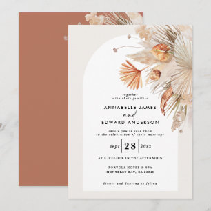 Carte Mariage d'herbe en terre cuite bohème moderne