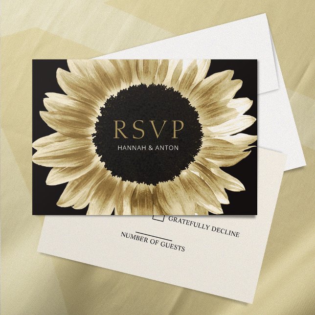 Carte Mariage d'hiver Sunflower d'or noir (Créateur téléchargé)