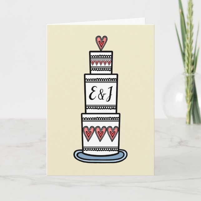 Carte Mariage d'illustration de gâteau de mariage  (Devant)