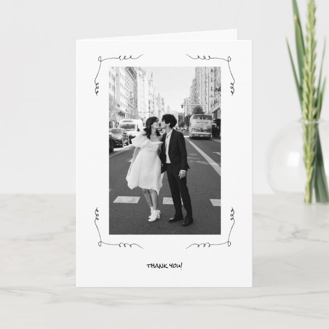 Carte Mariage d'illustrations de Doodle en noir et blanc (Devant)