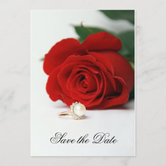 Carte mariage d'invitation, Rose rouge, Enregistre