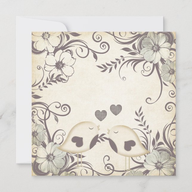 Carte Mariage d'oiseaux d'amour (vierge) (Devant)