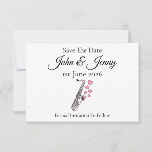 Carte Mariage du musicien saxophone Enregistrer la date