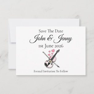 Carte Mariage du musicien violon Enregistrer la date