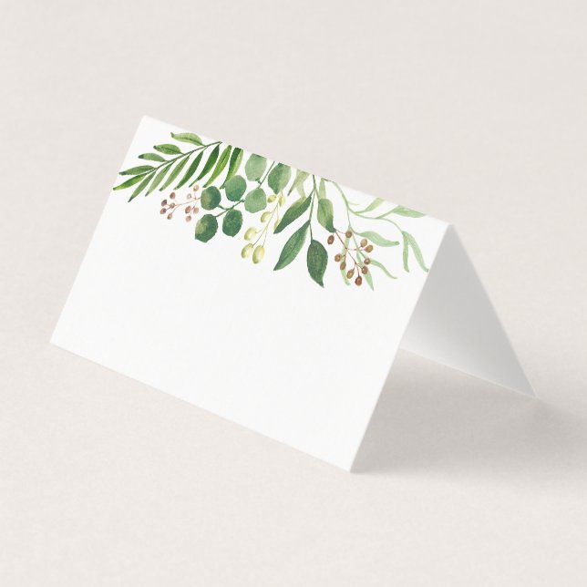 Carte mariage du nom de la place avec verdure bohè (Front)