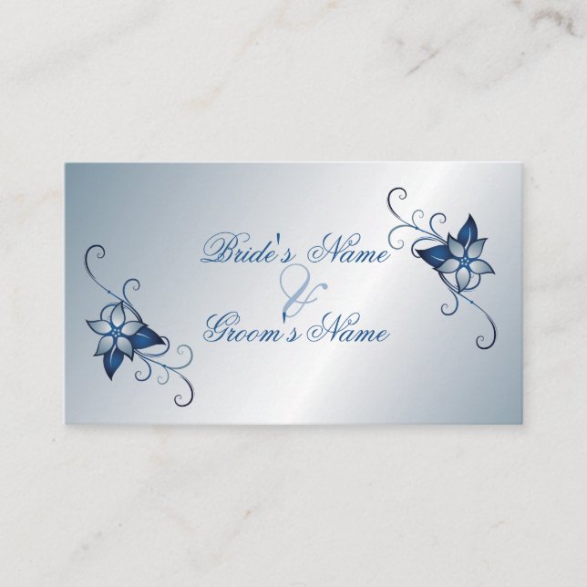 Carte Mariage du site Floral bleu moderne (Devant)