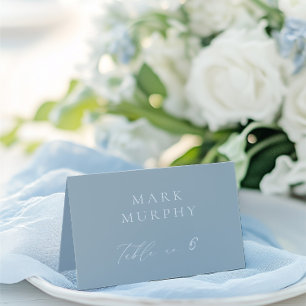 Carte Mariage Dusty Blue & White Calligraphy