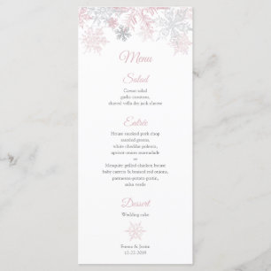 Carte Mariage Dusty Pink & Silver Snowflakes