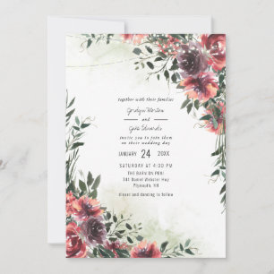 Carte Mariage Élégant à l'Aquarelle Fleurie Violette