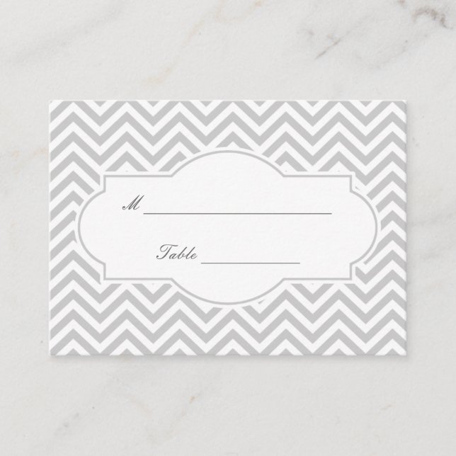 Carte Mariage élégante Gris Chevron Gris (Devant)