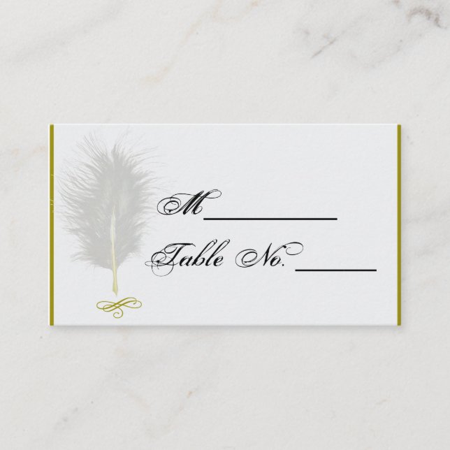 Carte Mariage en plumes or et blanc Marabou (Devant)
