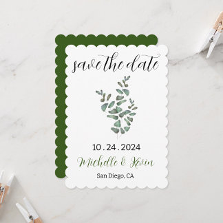 Carte Mariage Enregistrer la date - Eucalyptus