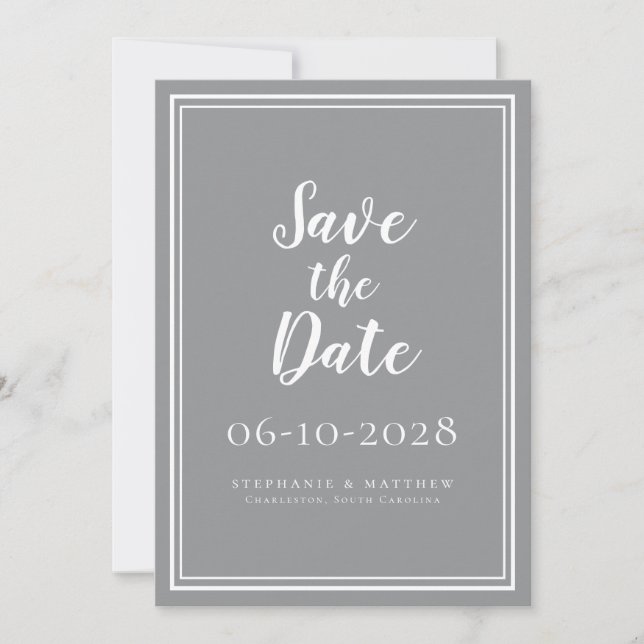 Carte Mariage Enregistrer La Date Grey Simple Script Mod (Devant)