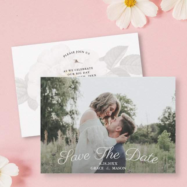Carte Mariage Enregistrer la date Photo Joli sac floral (Créateur téléchargé)
