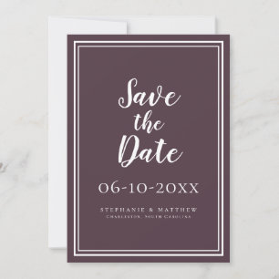 Carte Mariage Enregistrer La Date Purple Simple Script M