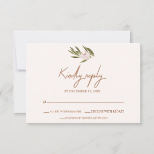 Carte Mariage Eucalyptus à l'orchidée rose verte rubis R