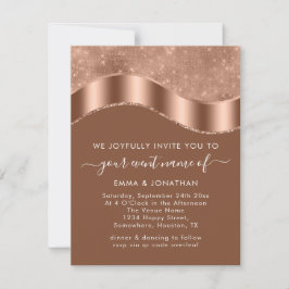 Carte Mariage Événement Mariée QR Code Rose Gold Copper